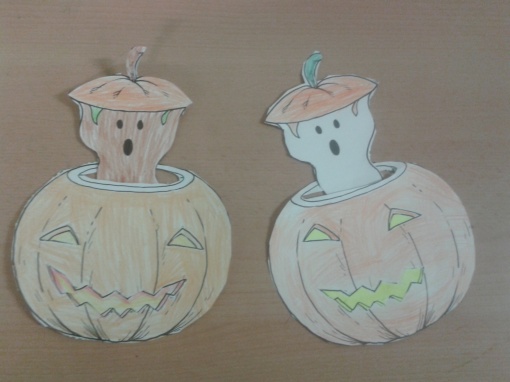 Second graders make pop-up pumpkins